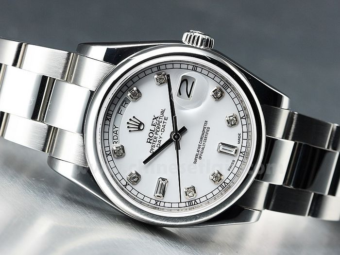 SS Diamond Dial Rolex Oyster Perpetual Day Date Fake Watch